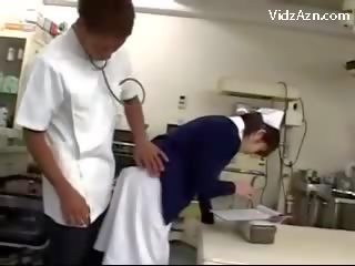 Nurse Getting Her Pussy Rubbed By Dr. And 2 Nurses At The Surgery