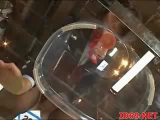 Jap AV babe has cum dripping out