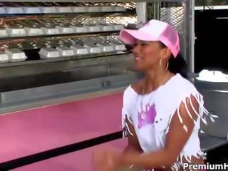 Groovy asian emy slut launches wide for hardcore outdoor fucking