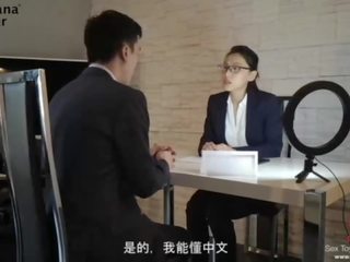 漂亮 褐髮女郎 勾引 他媽的 她的 亞洲人 interviewer - bananafever